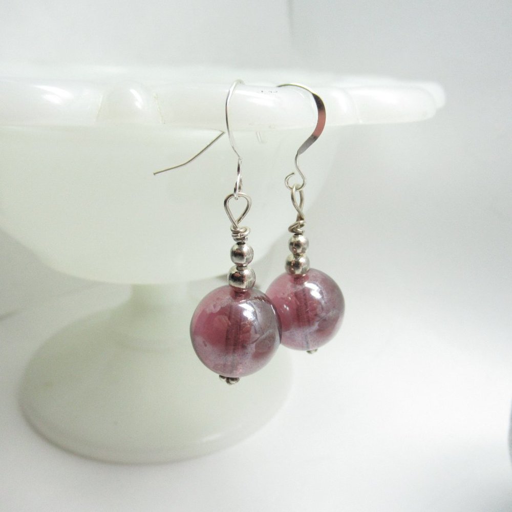 Vintage bead and silver earrings